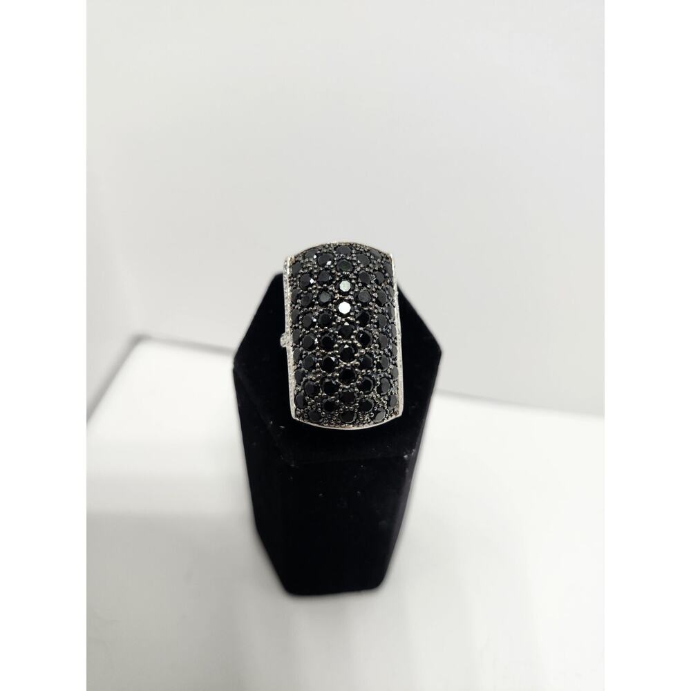 BRI Black Spinel And Sterling Silver Ring Sz 7.25